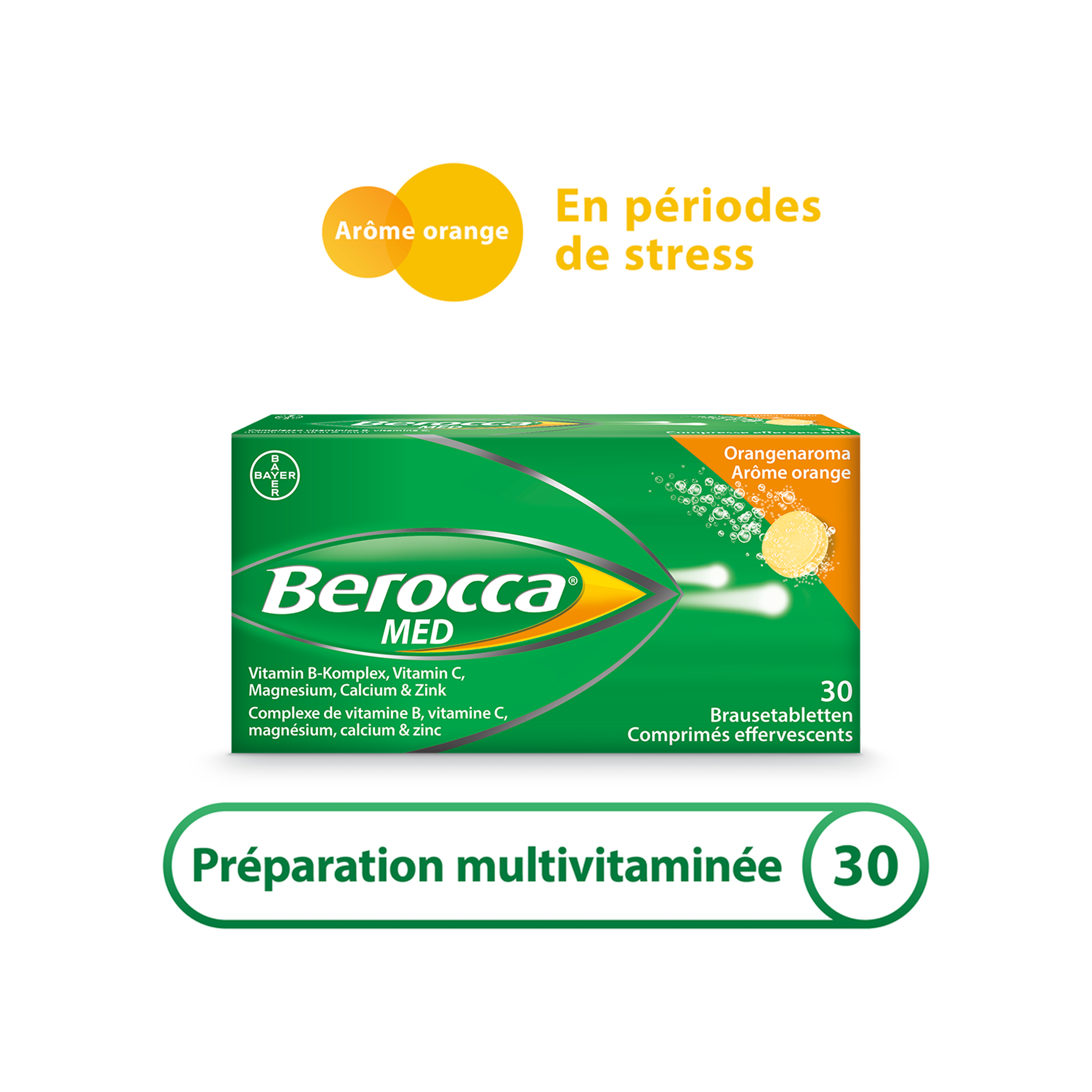 Emballage Berocca: Titre: En periodes de stress. Preparation multivitaminee 30